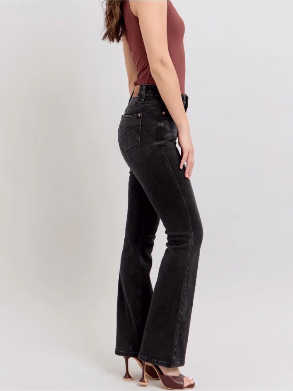 Judy Blue High Waist Tummy Control Top Bootcut Black Wash Jeans 9/29